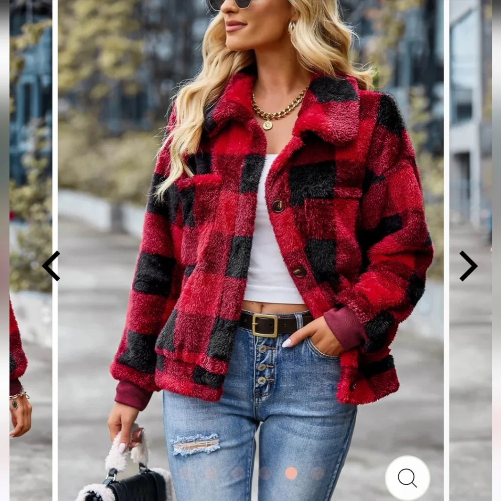 Cato Collared Red Buffalo Plaid Super Soft Jacket Size L